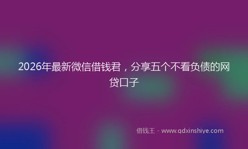 2026年最新微信借钱君，分享五个不看负债的网贷口子