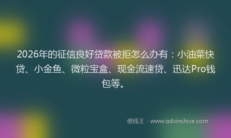 2026年的征信良好贷款被拒怎么办有：小油菜快贷、小金鱼、微粒宝盒、现金流速贷、迅达Pro钱包等。