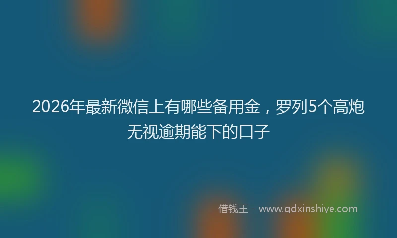 2026年最新微信上有哪些备用金，罗列5个高炮无视逾期能下的口子