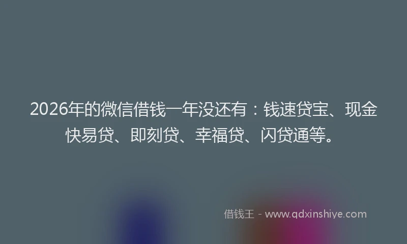 2026年的微信借钱一年没还有：钱速贷宝、现金快易贷、即刻贷、幸福贷、闪贷通等。