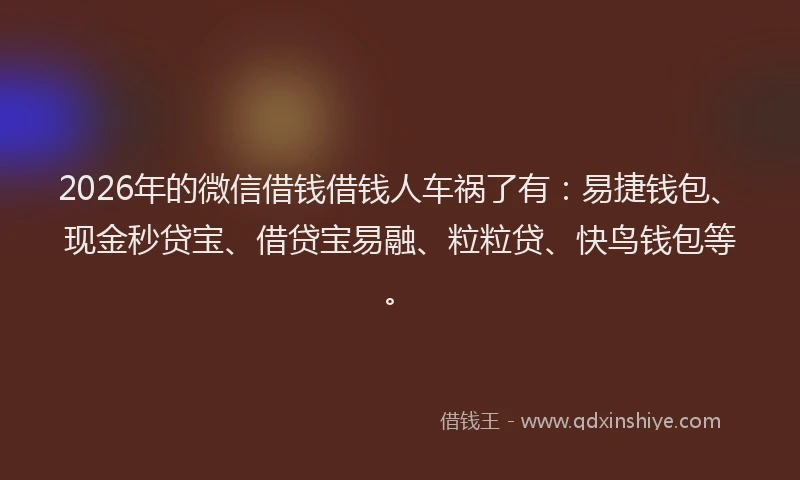2026年的微信借钱借钱人车祸了有：易捷钱包、现金秒贷宝、借贷宝易融、粒粒贷、快鸟钱包等。