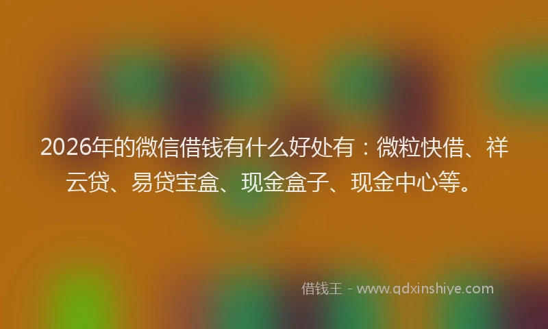 2026年的微信借钱有什么好处有：微粒快借、祥云贷、易贷宝盒、现金盒子、现金中心等。