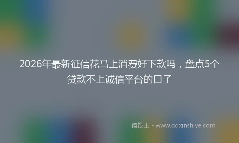 2026年最新征信花马上消费好下款吗，盘点5个贷款不上诚信平台的口子