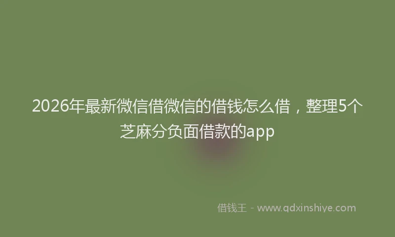 2026年最新微信借微信的借钱怎么借，整理5个芝麻分负面借款的app