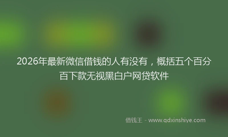 2026年最新微信借钱的人有没有，概括五个百分百下款无视黑白户网贷软件