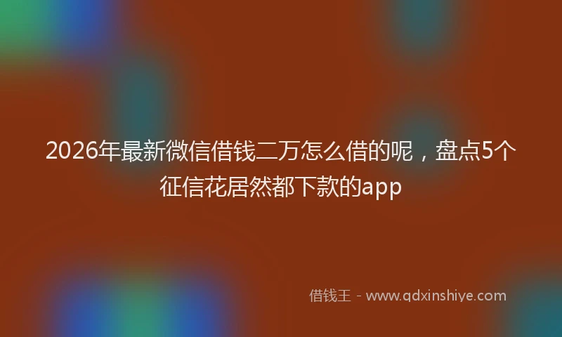 2026年最新微信借钱二万怎么借的呢，盘点5个征信花居然都下款的app
