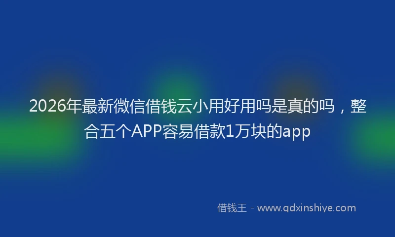 2026年最新微信借钱云小用好用吗是真的吗，整合五个APP容易借款1万块的app