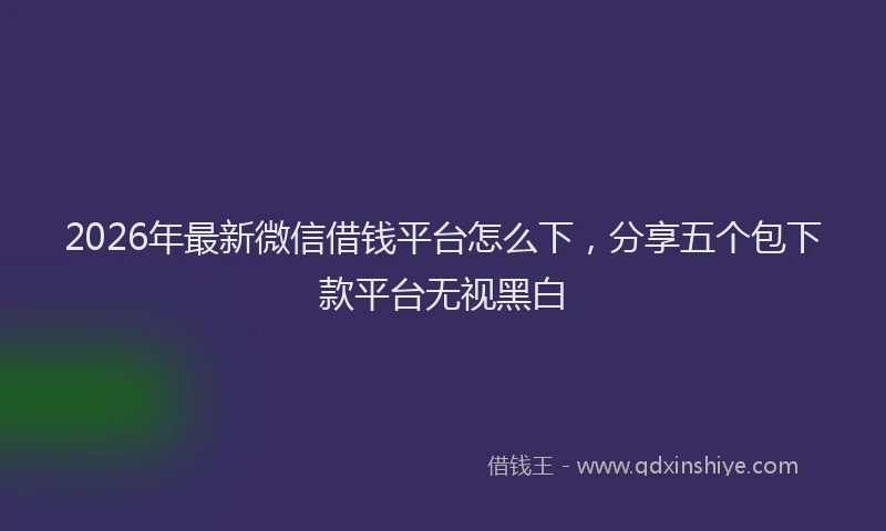 2026年最新微信借钱平台怎么下，分享五个包下款平台无视黑白