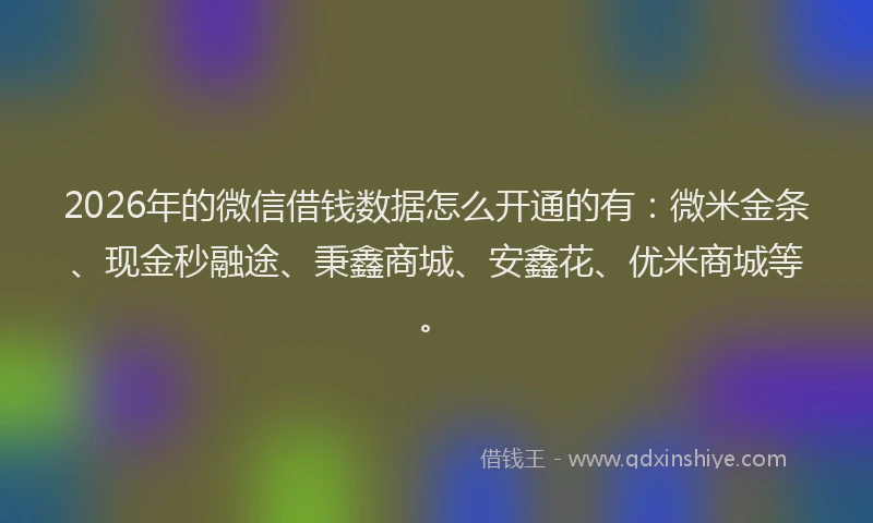 2026年的微信借钱数据怎么开通的有：微米金条、现金秒融途、秉鑫商城、安鑫花、优米商城等。