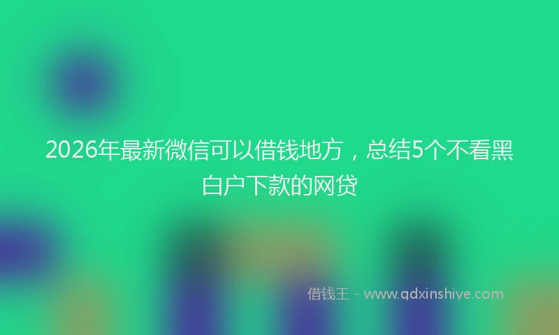 2026年最新微信可以借钱地方，总结5个不看黑白户下款的网贷