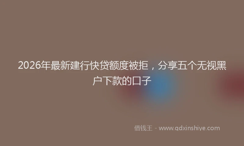 2026年最新建行快贷额度被拒，分享五个无视黑户下款的口子