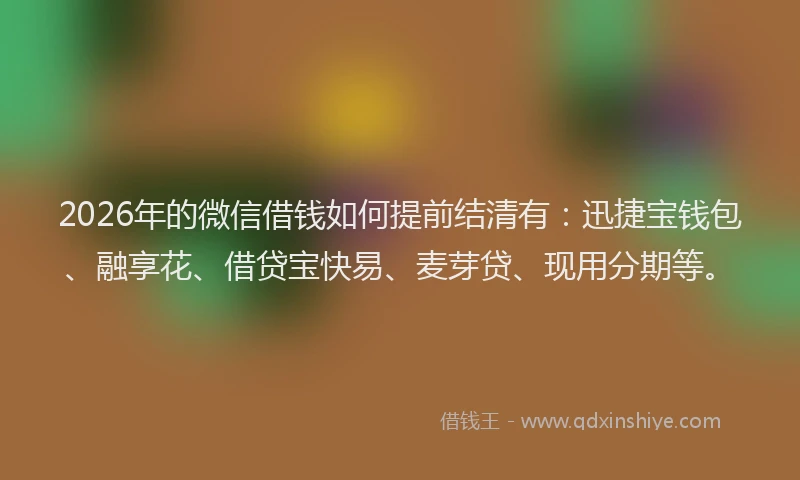 2026年的微信借钱如何提前结清有：迅捷宝钱包、融享花、借贷宝快易、麦芽贷、现用分期等。