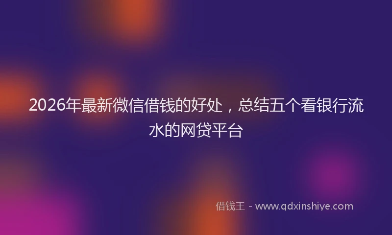 2026年最新微信借钱的好处，总结五个看银行流水的网贷平台