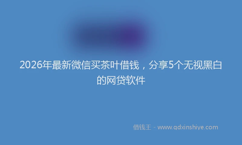 2026年最新微信买茶叶借钱，分享5个无视黑白的网贷软件
