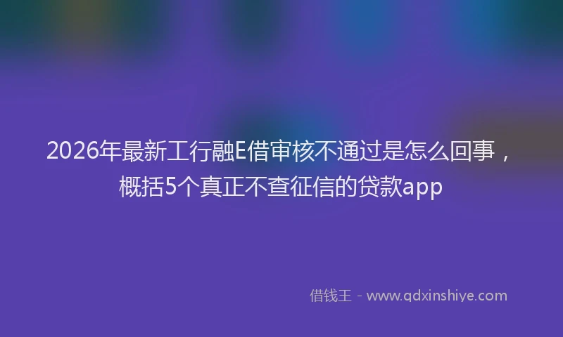 2026年最新工行融E借审核不通过是怎么回事，概括5个真正不查征信的贷款app