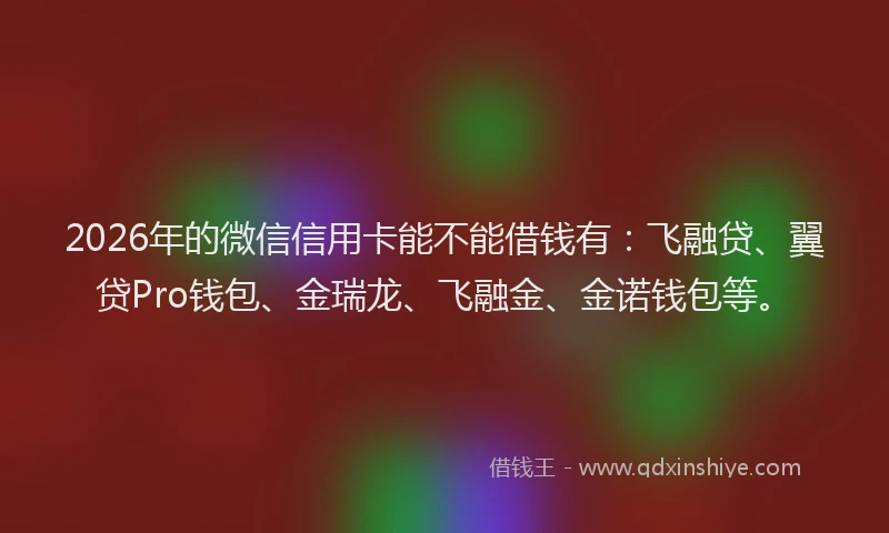 2026年的微信信用卡能不能借钱有：飞融贷、翼贷Pro钱包、金瑞龙、飞融金、金诺钱包等。
