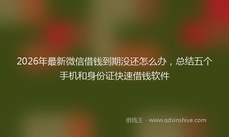 2026年最新微信借钱到期没还怎么办，总结五个手机和身份证快速借钱软件