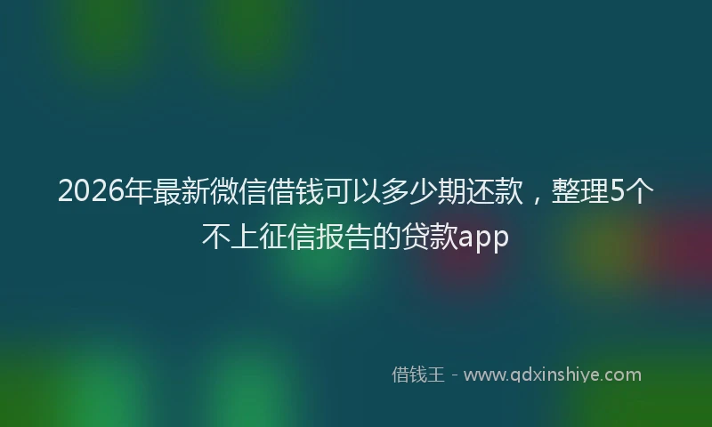 2026年最新微信借钱可以多少期还款，整理5个不上征信报告的贷款app