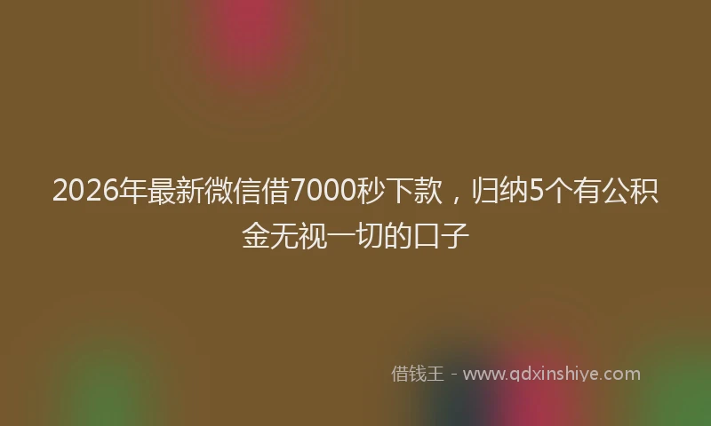 2026年最新微信借7000秒下款，归纳5个有公积金无视一切的口子