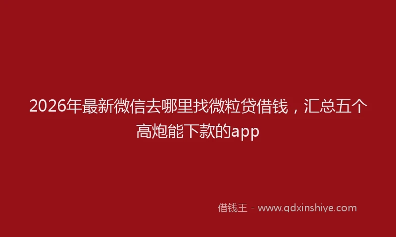 2026年最新微信去哪里找微粒贷借钱，汇总五个高炮能下款的app
