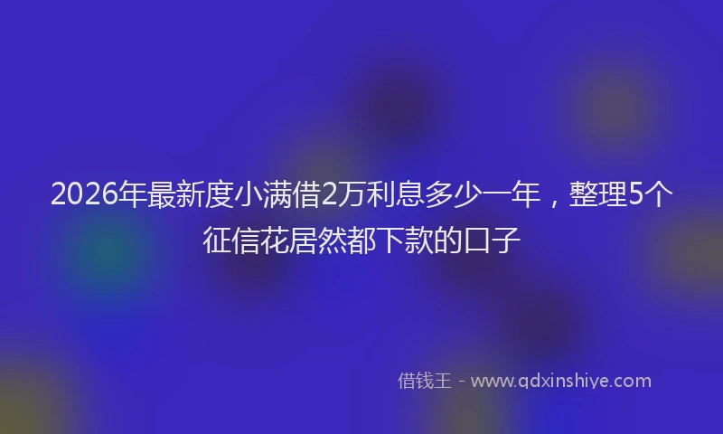 2026年最新度小满借2万利息多少一年，整理5个征信花居然都下款的口子