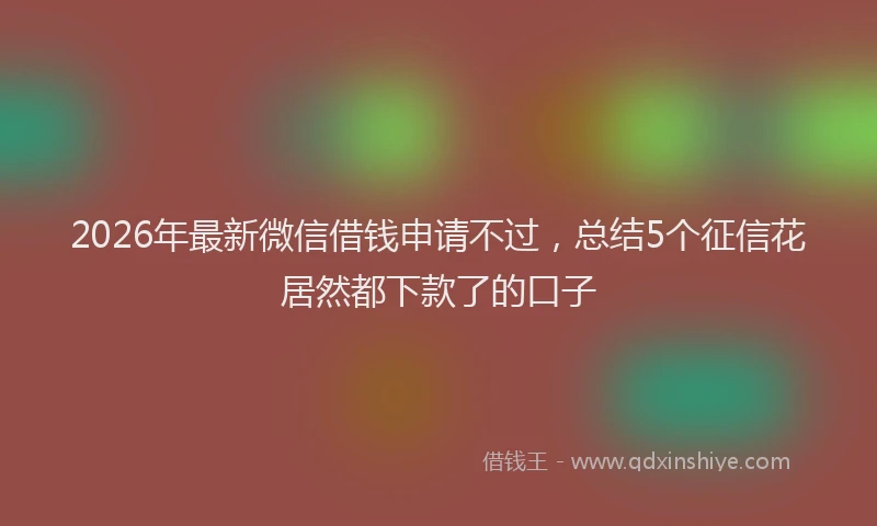 2026年最新微信借钱申请不过，总结5个征信花居然都下款了的口子