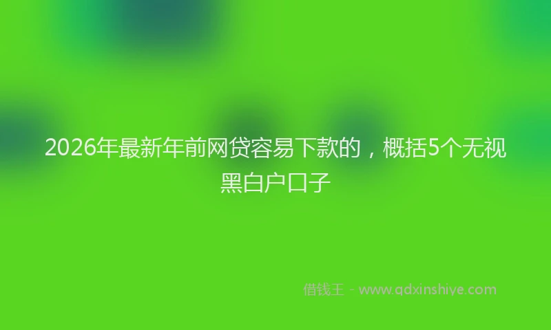2026年最新年前网贷容易下款的，概括5个无视黑白户口子