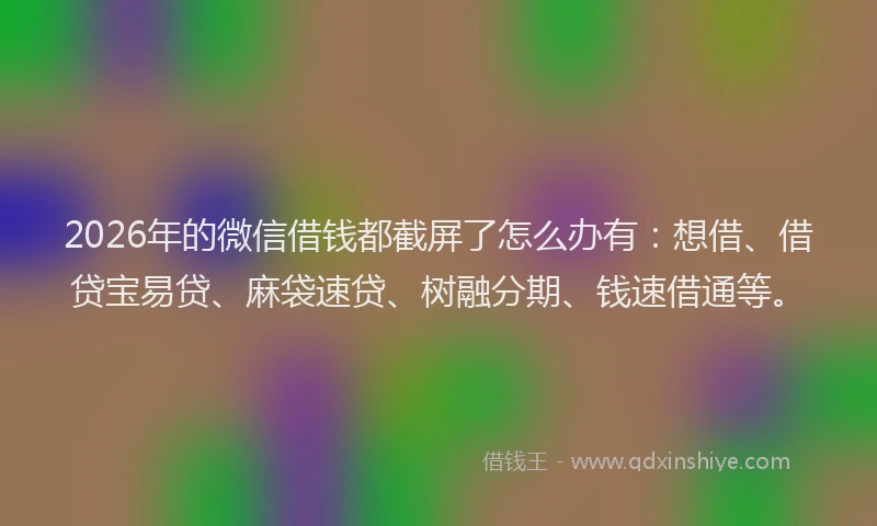 2026年的微信借钱都截屏了怎么办有：想借、借贷宝易贷、麻袋速贷、树融分期、钱速借通等。