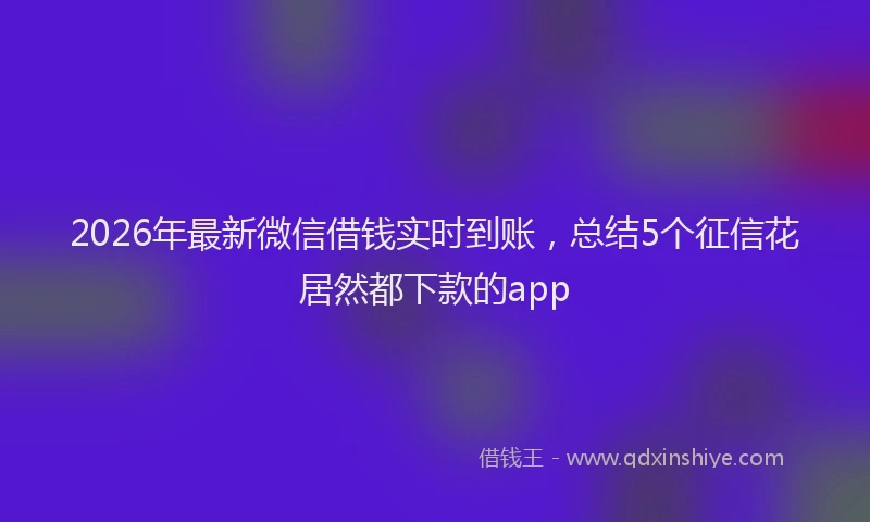 2026年最新微信借钱实时到账，总结5个征信花居然都下款的app