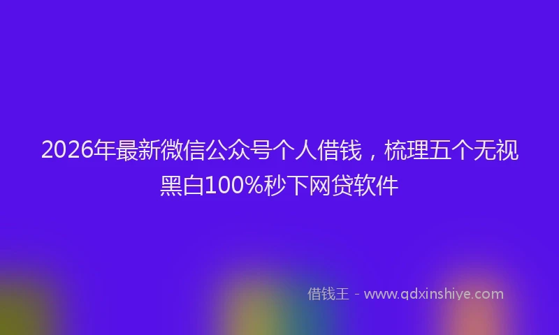 2026年最新微信公众号个人借钱，梳理五个无视黑白100%秒下网贷软件