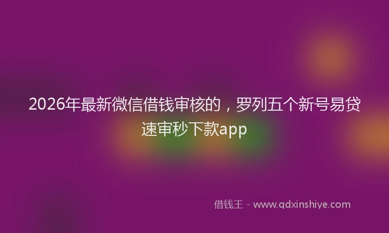 2026年最新微信借钱审核的，罗列五个新号易贷速审秒下款app