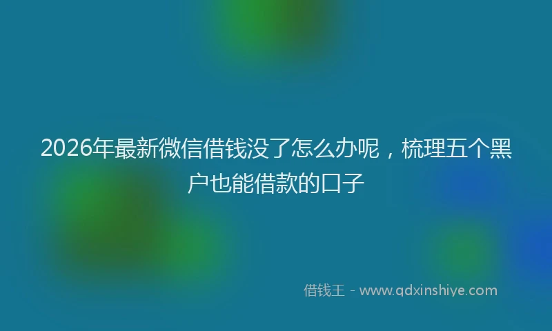 2026年最新微信借钱没了怎么办呢，梳理五个黑户也能借款的口子