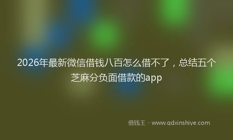 2026年最新微信借钱八百怎么借不了，总结五个芝麻分负面借款的app