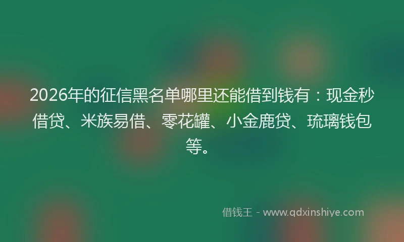 2026年的征信黑名单哪里还能借到钱有：现金秒借贷、米族易借、零花罐、小金鹿贷、琉璃钱包等。