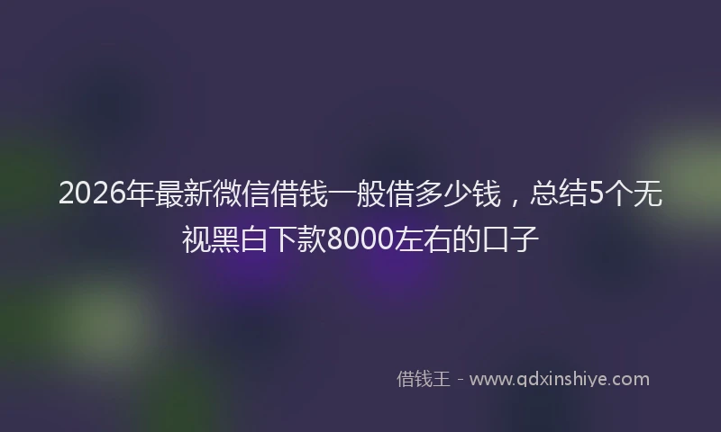 2026年最新微信借钱一般借多少钱，总结5个无视黑白下款8000左右的口子