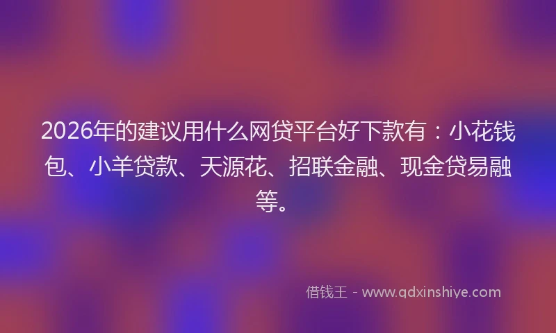 2026年的建议用什么网贷平台好下款有：小花钱包、小羊贷款、天源花、招联金融、现金贷易融等。