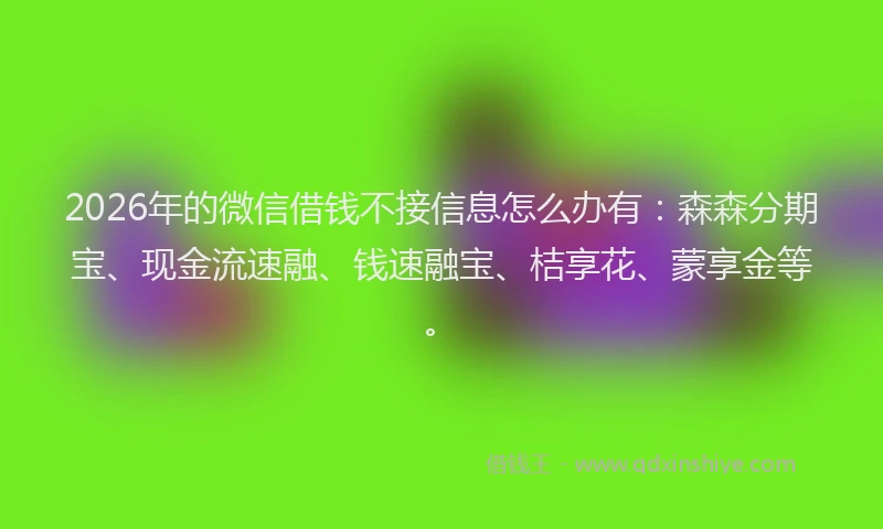 2026年的微信借钱不接信息怎么办有：森森分期宝、现金流速融、钱速融宝、桔享花、蒙享金等。