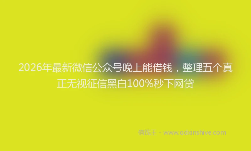 2026年最新微信公众号晚上能借钱，整理五个真正无视征信黑白100%秒下网贷