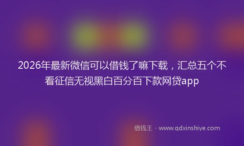 2026年最新微信可以借钱了嘛下载，汇总五个不看征信无视黑白百分百下款网贷app