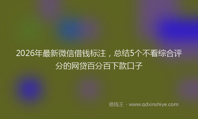 2026年最新微信借钱标注，总结5个不看综合评分的网贷百分百下款口子