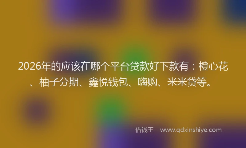 2026年的应该在哪个平台贷款好下款有：橙心花、柚子分期、鑫悦钱包、嗨购、米米贷等。