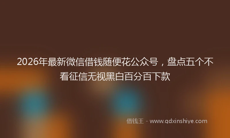 2026年最新微信借钱随便花公众号，盘点五个不看征信无视黑白百分百下款