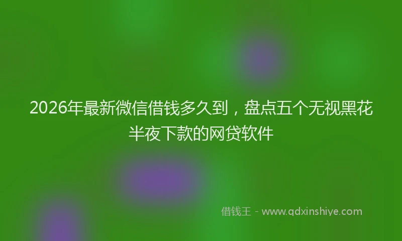 2026年最新微信借钱多久到，盘点五个无视黑花半夜下款的网贷软件