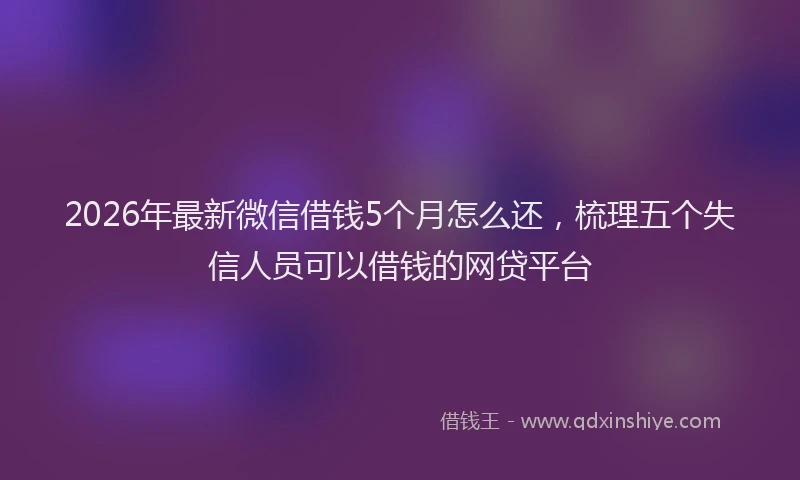 2026年最新微信借钱5个月怎么还，梳理五个失信人员可以借钱的网贷平台