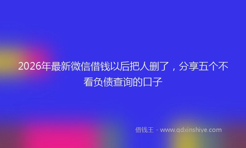 2026年最新微信借钱以后把人删了，分享五个不看负债查询的口子