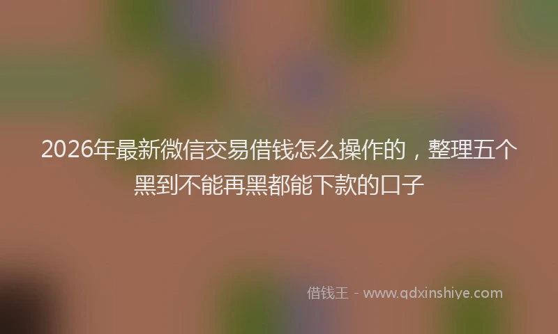 2026年最新微信交易借钱怎么操作的，整理五个黑到不能再黑都能下款的口子