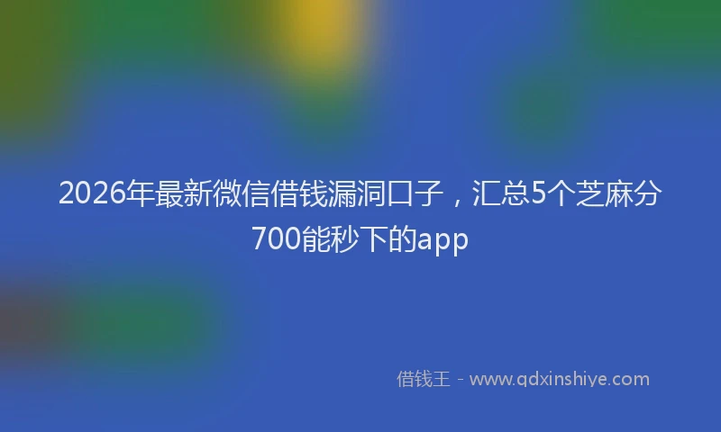 2026年最新微信借钱漏洞口子，汇总5个芝麻分700能秒下的app