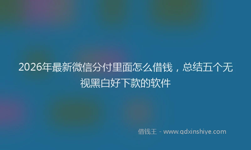 2026年最新微信分付里面怎么借钱，总结五个无视黑白好下款的软件
