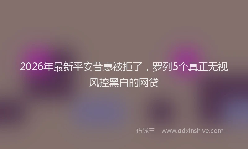 2026年最新平安普惠被拒了，罗列5个真正无视风控黑白的网贷