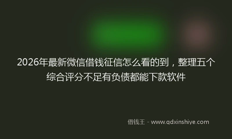 2026年最新微信借钱征信怎么看的到，整理五个综合评分不足有负债都能下款软件